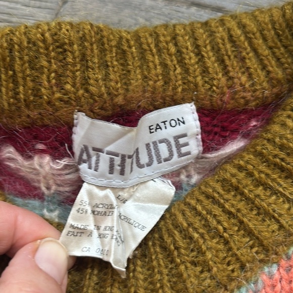 Mohair Geometric Pattern Sweater - Picture 6 of 11